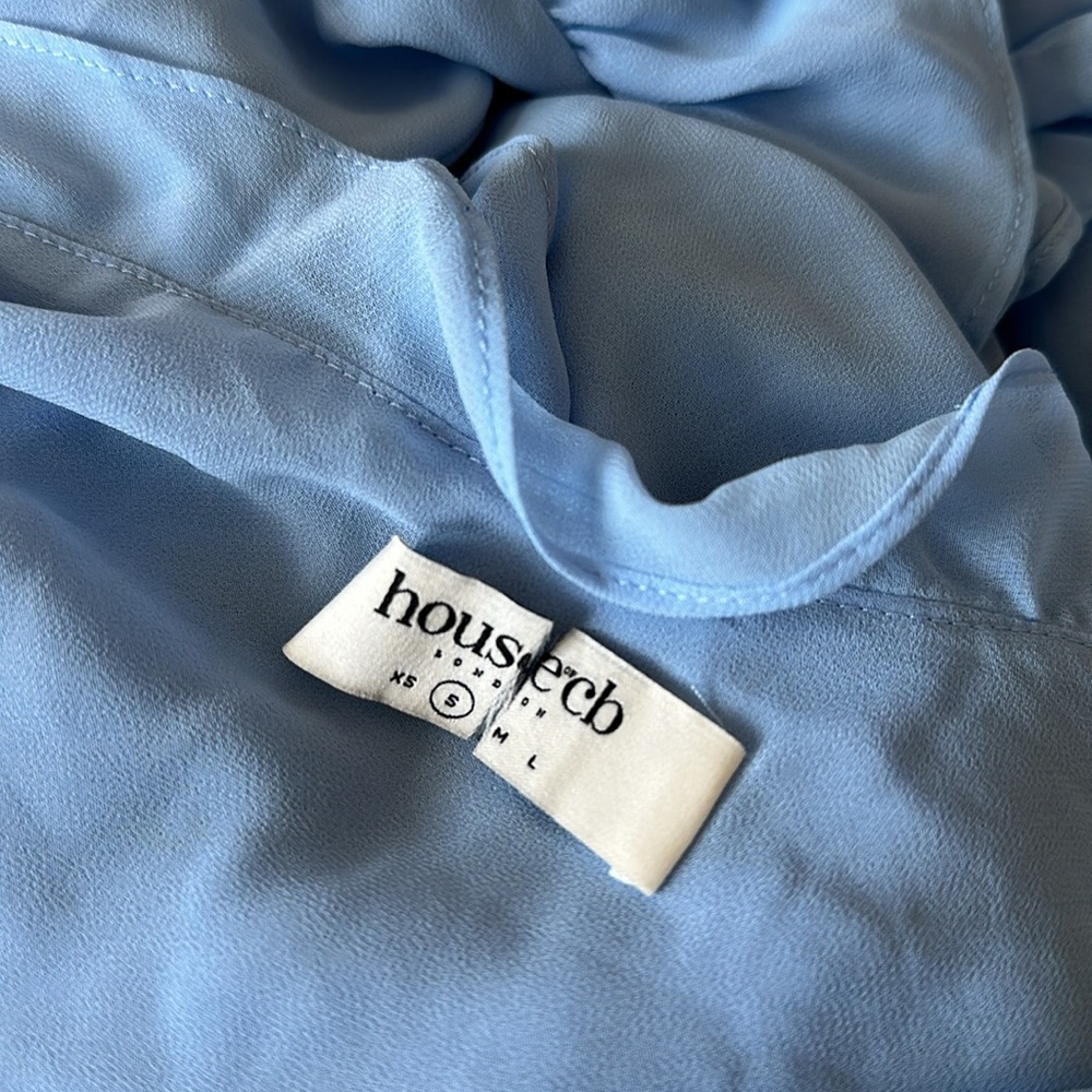 HOUSE OF CB 'Ariela' Soft Blue Ruffle Maxi Dress NWOT size S - Picture 7 of 16